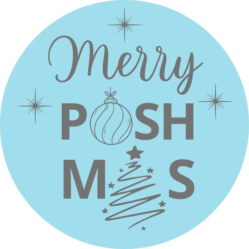100 thermal Stickers Merry Poshmas 2” Round Labels,